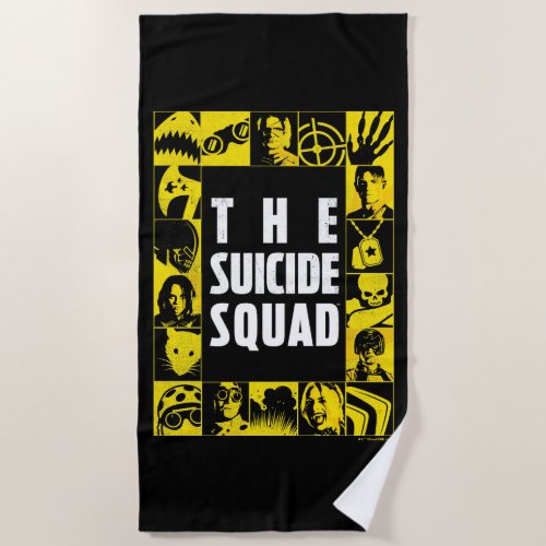 The Suicide Squad  Yellow  Black Icon Blocks Beach Towel