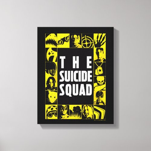 The Suicide Squad  Yellow  Black Icon Blocks Canvas Print