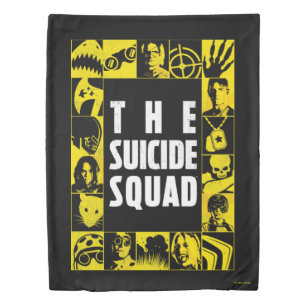 The Suicide Squad   Yellow & Black Icon Blocks Duvet Cover
