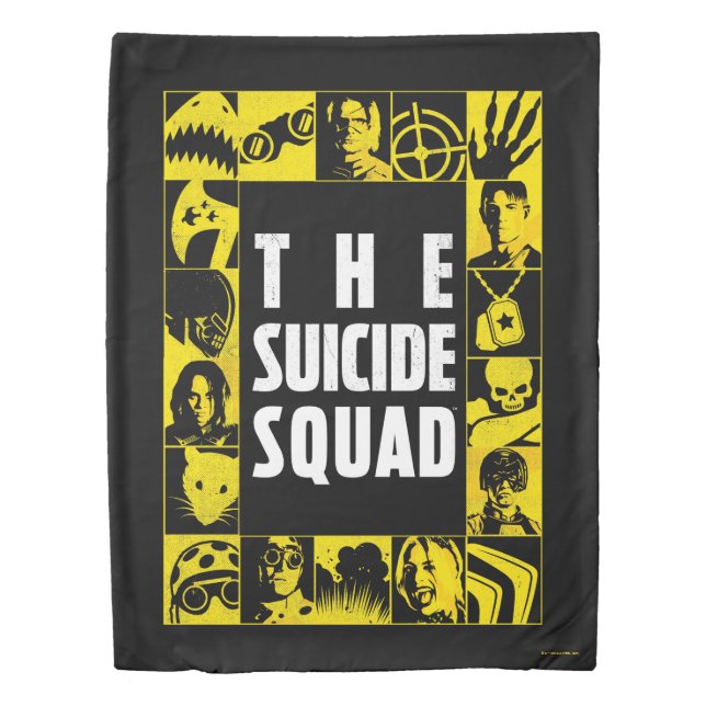 The Suicide Squad | Yellow & Black Icon Blocks Duvet Cover (Front)