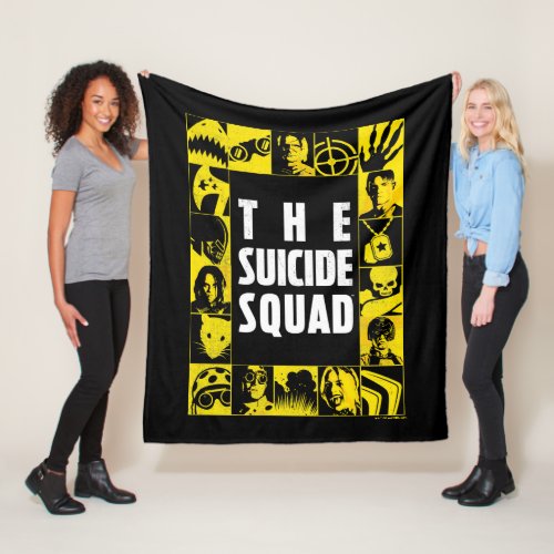 The Suicide Squad  Yellow  Black Icon Blocks Fleece Blanket