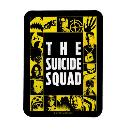 The Suicide Squad  Yellow  Black Icon Blocks Magnet