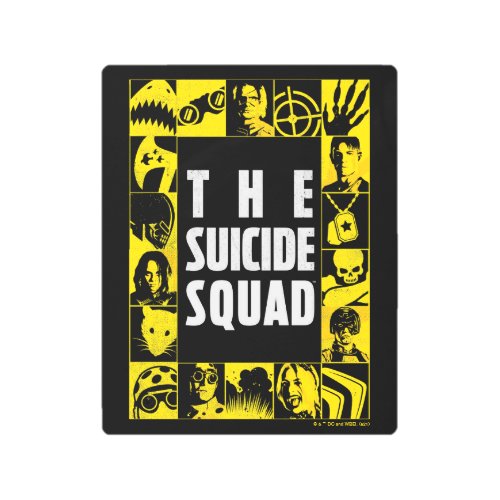 The Suicide Squad  Yellow  Black Icon Blocks Metal Print