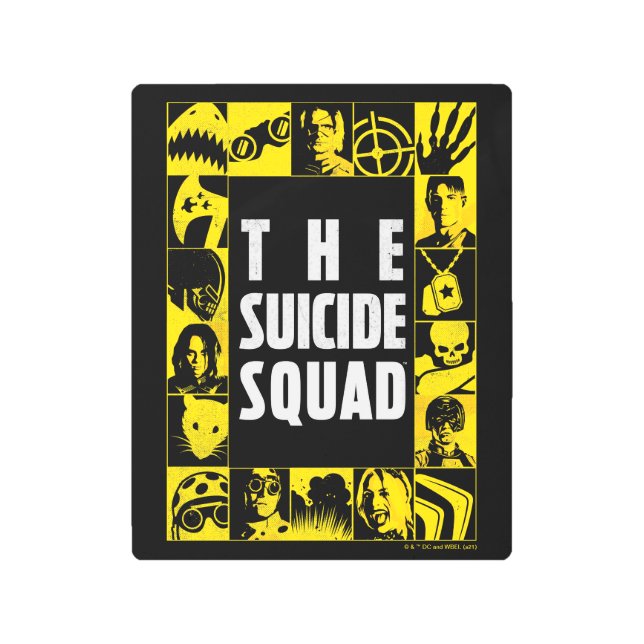 The Suicide Squad | Yellow & Black Icon Blocks Metal Print (Front)