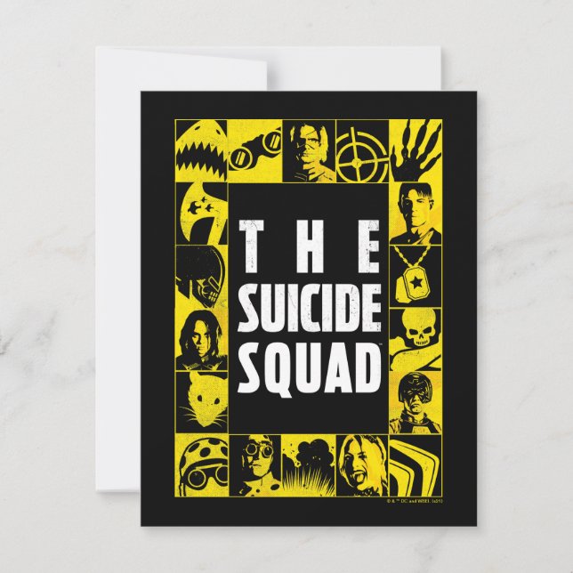 The Suicide Squad | Yellow & Black Icon Blocks Note Card (Front)