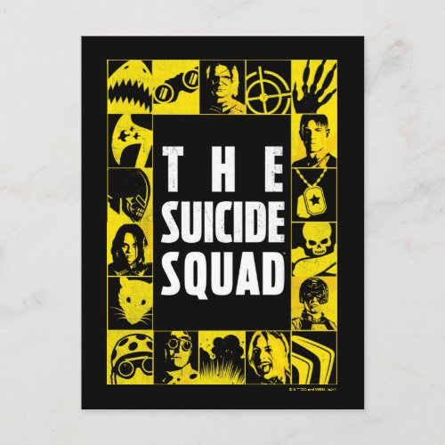 The Suicide Squad  Yellow  Black Icon Blocks Postcard