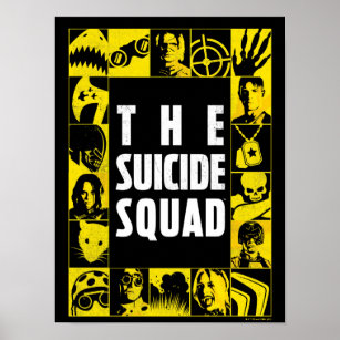 The Suicide Squad   Yellow & Black Icon Blocks Poster