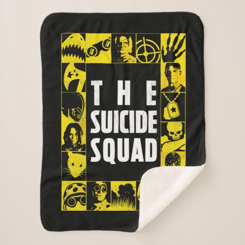 The Suicide Squad  Yellow  Black Icon Blocks Sherpa Blanket