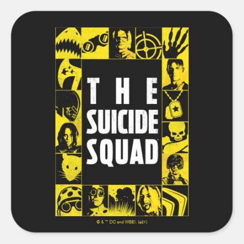 The Suicide Squad  Yellow  Black Icon Blocks Square Sticker