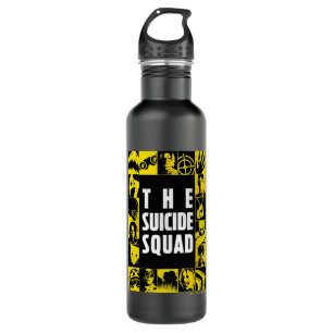 The Suicide Squad   Yellow & Black Icon Blocks Stainless Steel Water Bottle