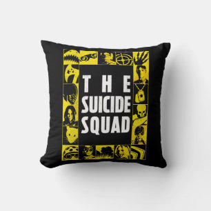 The Suicide Squad   Yellow & Black Icon Blocks Throw Pillow