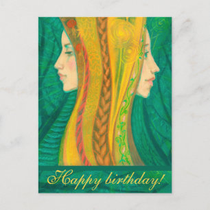 The Summer, forest fantasy art, birthday greetings Postcard