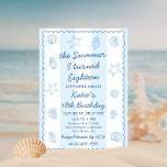 The Summer I Turned Eighteen Ocean 18th Birthday  Invitation<br><div class="desc">The Summer I Turned Eighteen Beach 18th Birthday Invitation | Summer Birthday | 18th Birthday Party Invitation for Girls | Coastal Birthday for Young Women | Beach Birthday | Pool Party Birthday | Seashells Birthday Party | Ocean Themed Birthday | Nautical Birthday | Modern Preppy Blue Stripes | Scalloped Border...</div>