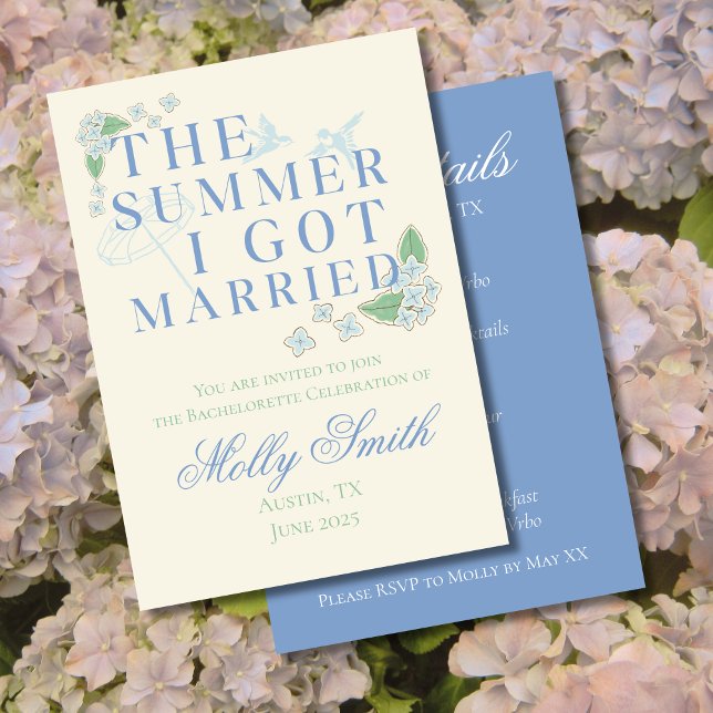 The Summer I Turned Married – Bridal Itinerary  Invitation (The Summer I Got Married invite with coastal font – perfect for bachelorette or bridal celebrations!)