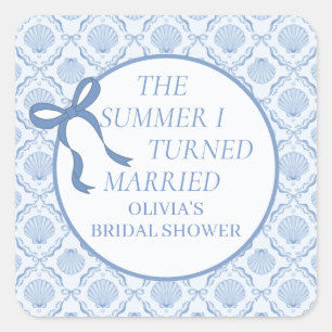 The Summer I Turned Married Coastal Bridal Shower Square Sticker