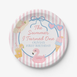 The Summer I Turned One beach first Birthday Paper Plates