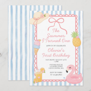 The Summer I Turned One Coastal beach 1st birthday Invitation
