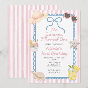 The Summer I Turned One Coastal Beach 1st birthday Invitation