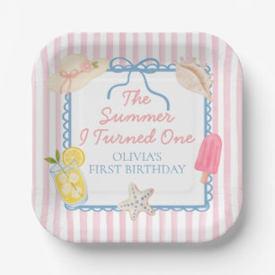The Summer I Turned One First Birthday Paper Plate