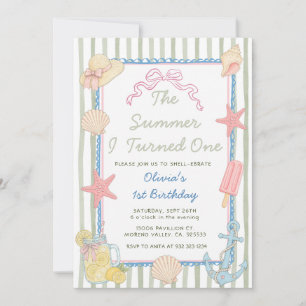 The Summer I Turned One Sage Beach 1st Birthday Invitation