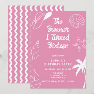 The Summer I Turned Sixteen 16th Birthday Party Invitation