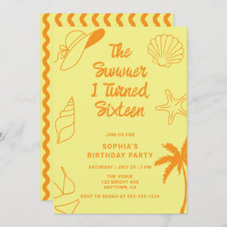 The Summer I Turned Sixteen 16th Birthday Party Invitation