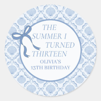 The Summer I Turned Thirteen 13th Birthday Classic Round Sticker