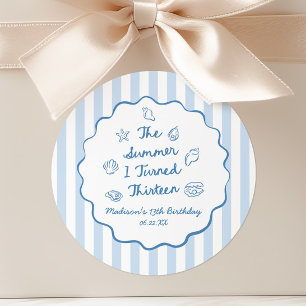 The Summer I Turned Thirteen 13th Birthday Party Classic Round Sticker