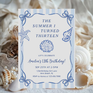 The Summer I Turned Thirteen 13th Birthday Party Invitation