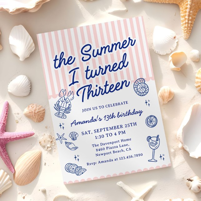 The Summer I Turned Thirteen 13th Birthday Party Invitation (Creator Uploaded)