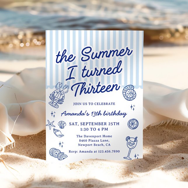 The Summer I Turned Thirteen 13th Birthday Party Invitation (Creator Uploaded)