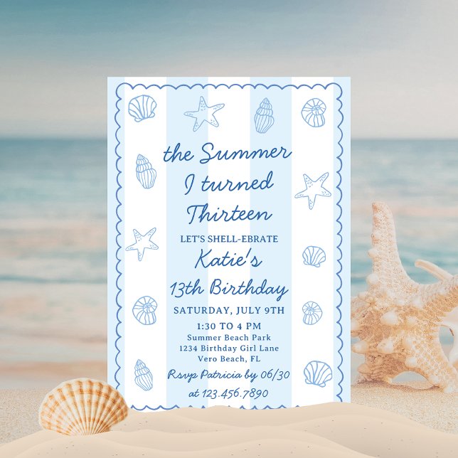 The Summer I Turned Thirteen Beach 13th Birthday  Invitation (Creator Uploaded)