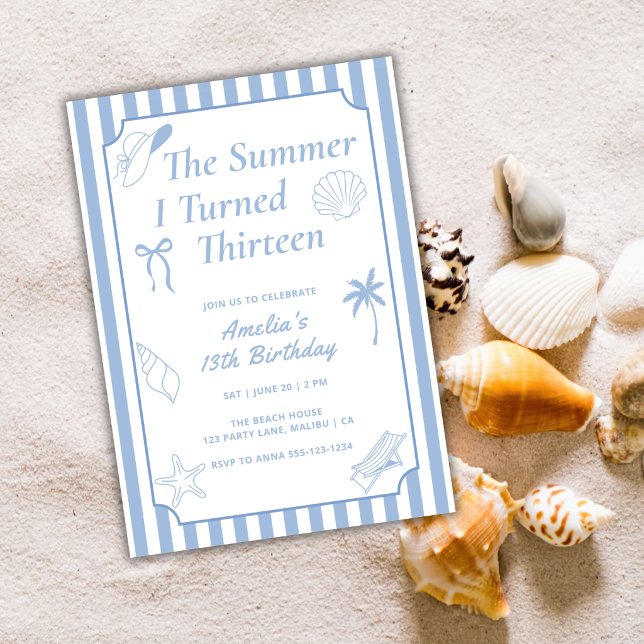 The Summer I Turned Thirteen Beach Birthday Party Invitation (Creator Uploaded)