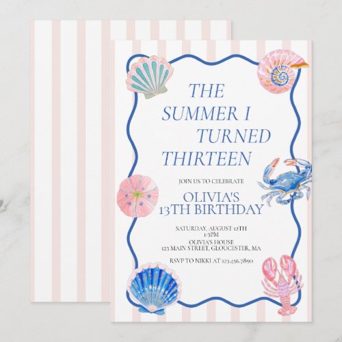 The Summer I Turned Thirteen Birthday Invitation