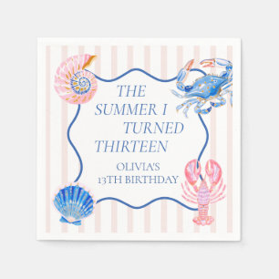 The Summer I Turned Thirteen Coastal 13th Birthday Napkins