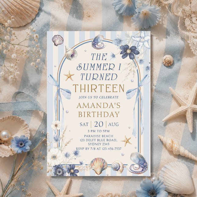 The Summer I Turned Thirteen Coastal Birthday Invitation (Creator Uploaded)
