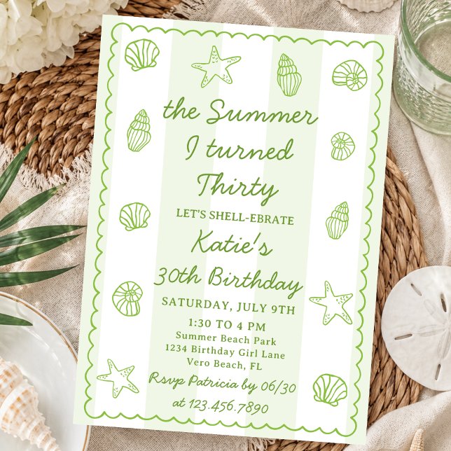 The Summer I Turned Thirty Sage 30th Birthday Invitation (Creator Uploaded)