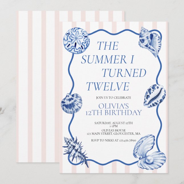 The Summer I Turned Twelve 12th Birthday Invitation (Front/Back)