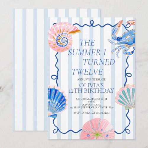 The Summer I Turned Twelve 12th Birthday Invitation