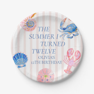 The Summer I Turned Twelve Coastal 12th Birthday Paper Plates