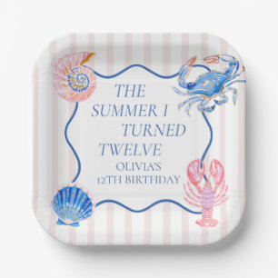 The Summer I Turned Twelve Coastal 12th Birthday Paper Plates