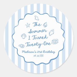 The Summer I Turned Twenty-One 21st Birthday Party Classic Round Sticker