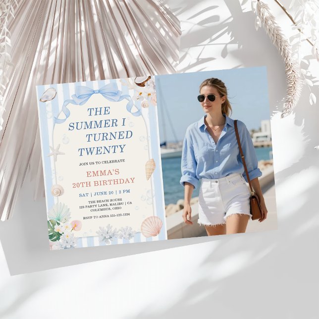 The Summer I Turned Twenty Seashell Birthday Photo Invitation (Creator Uploaded)