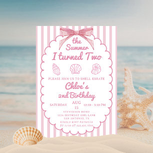 The Summer I Turned Two Beach Pink 2nd Birthday Invitation