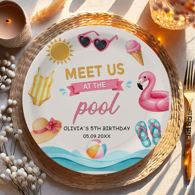 The Summer Pool Birthday Paper Plates (Creator Uploaded)
