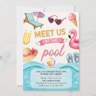 The Summer Pool Birthday Party Invitation
