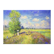 Claude Monet Meadow with Head Teacher of Poplars Wedge Frame Picture Canvas Meadow Poplars 
