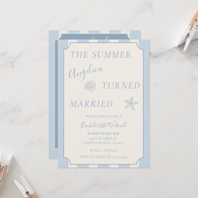 The Summer She Turned Married Bachelorette Weekend Invitation (Front/Back In Situ)