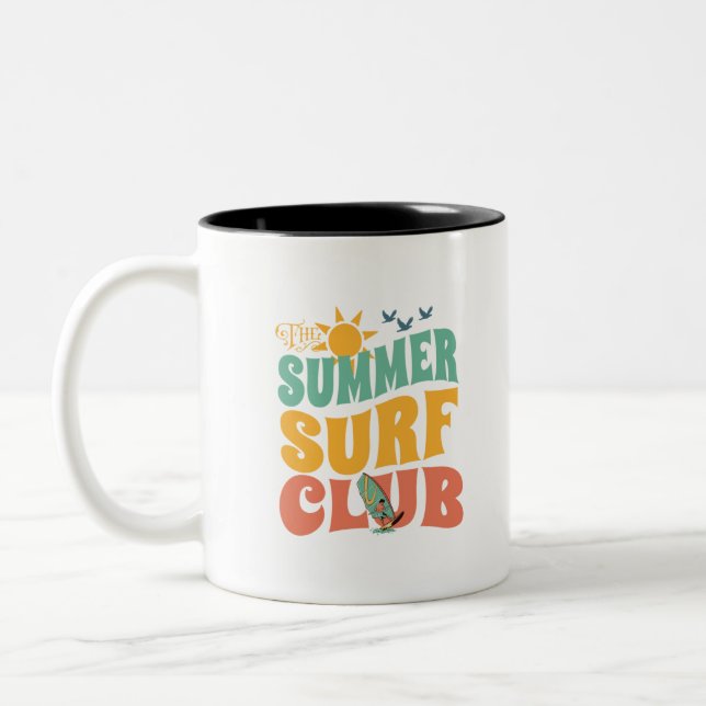 The Summer Surf Club-Beach-Summer-Surf-Funny Two-Tone Coffee Mug (Left)