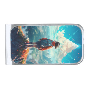 The Summit in Her Soul Anime Hiker Girl Silver Finish Money Clip